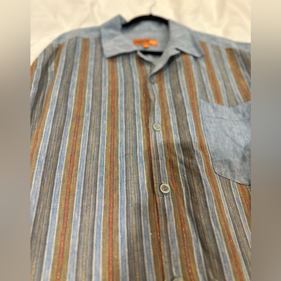 Men’s vintage Royal Prestige PD linen striped shirt size, XL - Picture 4 of 12